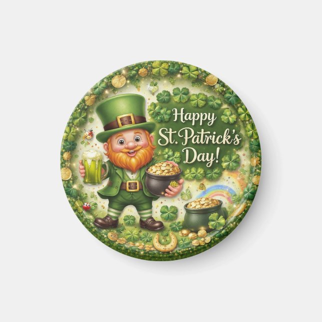 St. Patrick’s Day Leprechaun Keychain Magnet (Front)