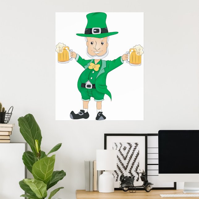 St Patrick’s Day Leprechaun with Beer Mugs Poster (Creator Uploaded)