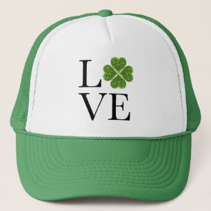 St. Patrick’s day Love green glitter shamrock Trucker Hat