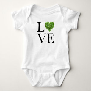 St. Patrick’s day Love green glittering heart Baby Bodysuit