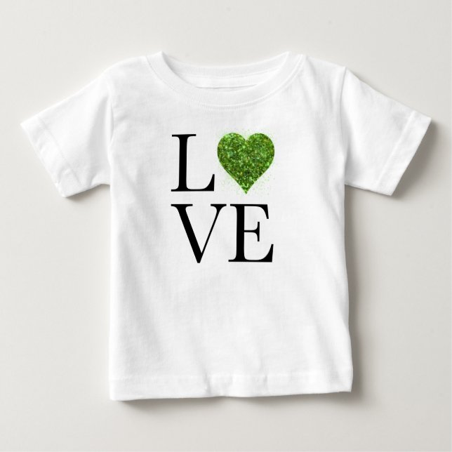 St. Patrick’s day | Love | green glittering heart Baby T-Shirt (Front)