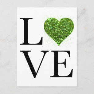 St. Patrick’s day   Love   green glittering heart Postcard