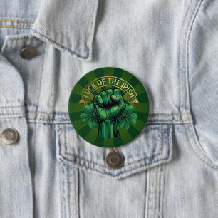 St. Patrick’s Day Luck of the Irish Fist Shamrock 7.5 Cm Round Badge