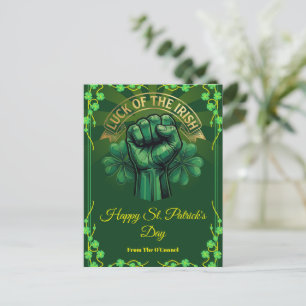 St. Patrick’s Day Luck of the Irish Fist Shamrock Holiday Postcard