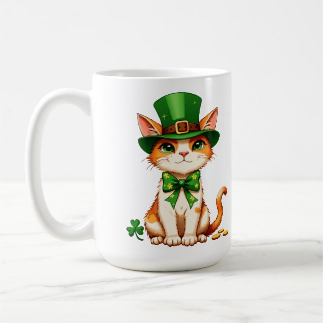 St. Patrick’s Day Lucky Cat Coffee Mug (Left)