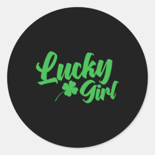 St. Patrick`s Day Lucky Girl Classic Round Sticker