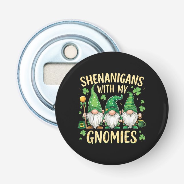 St Patrick’s Day Lucky Shamrock Gnome  Bottle Opener (Front)