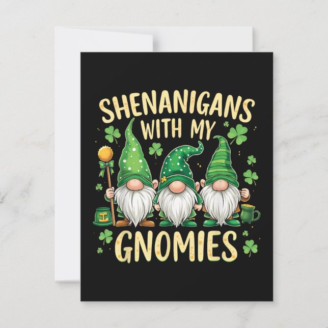 St Patrick’s Day Lucky Shamrock Gnome  Card (Front)