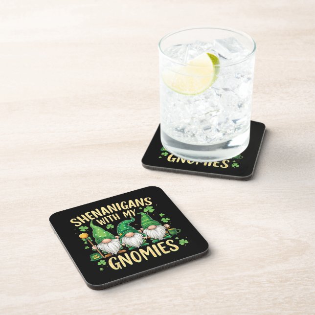 St Patrick’s Day Lucky Shamrock Gnome  Coaster (Right Side)