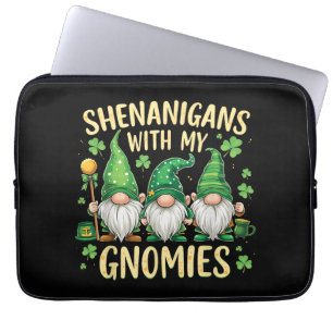 St Patrick’s Day Lucky Shamrock Gnome  Laptop Sleeve