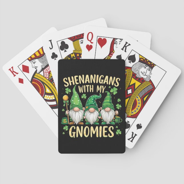 St Patrick’s Day Lucky Shamrock Gnome  Playing Cards (Back)