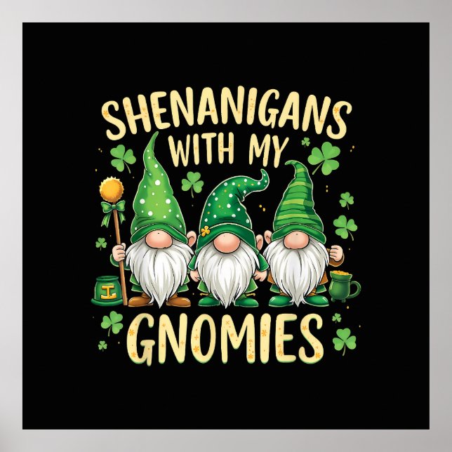 St Patrick’s Day Lucky Shamrock Gnome  Poster (Front)