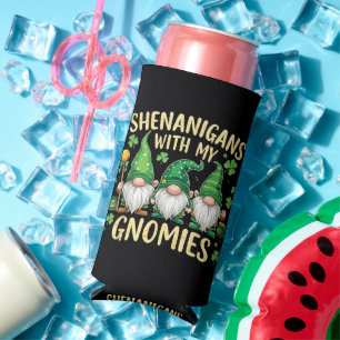 St Patrick’s Day Lucky Shamrock Gnome  Seltzer Can Cooler