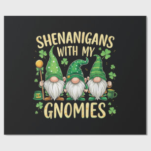St Patrick’s Day Lucky Shamrock Gnome  Wrapping Paper