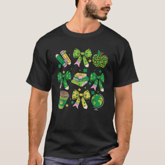 St Patrick s Day Lucky Teacher Shamrock Coquette B T-Shirt