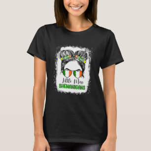 St Patrick s Day Messy Bun for Girls Little Miss S T-Shirt