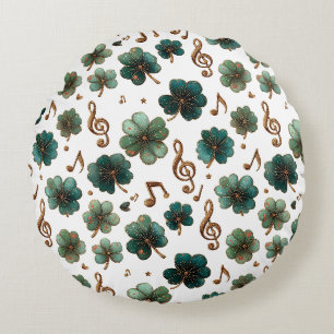 St. Patrick’s Day Musical Shamrock Round Cushion