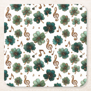 St. Patrick’s Day Musical Shamrock Square Paper Coaster