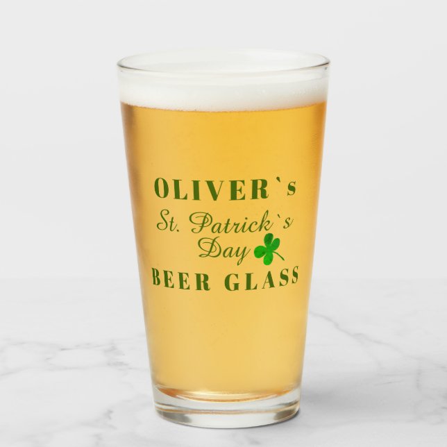St Patrick`s day Name Beer Glass (Front Filled)