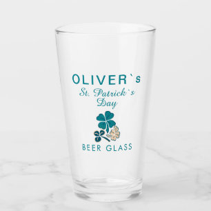 St Patrick`s day Name Clover Shamrock Beer Glass