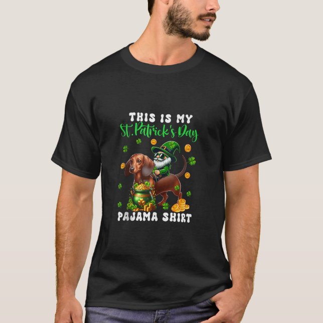 St Patrick s Day Pajama Shirt Gnome Dachshund Clov (Front)