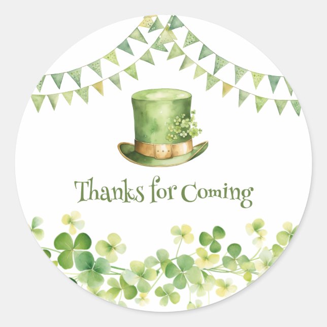 St Patrick’s Day Party Green Clover Gift Label (Front)