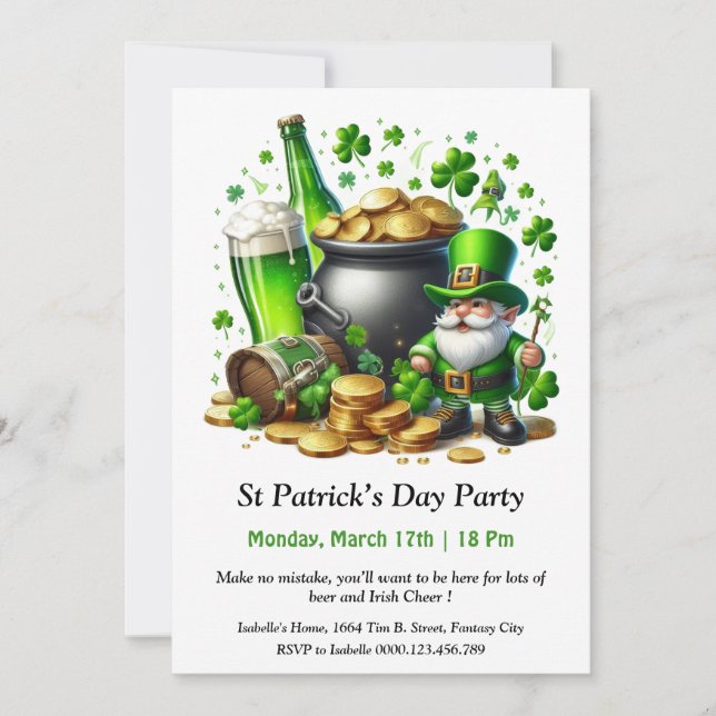 St. Patrick’s Day Party Invitation – Lots of Beer  (Front)