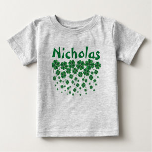 St. Patrick’s Day Personalised name with shamrocks Baby T-Shirt