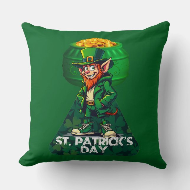 St Patrick’s Day Pot of Gold - almofada Cushion (Front)