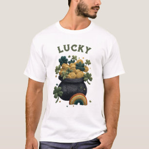 St Patrick’s Day Pot of Gold Shamrock Rainbow T-Shirt