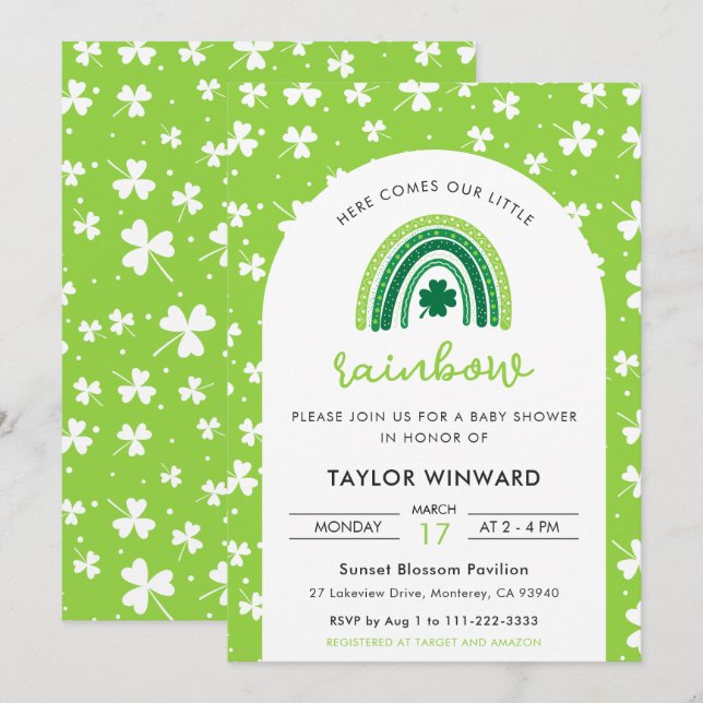 St Patrick’s Day Rainbow Baby Shower Invitation (Front/Back)