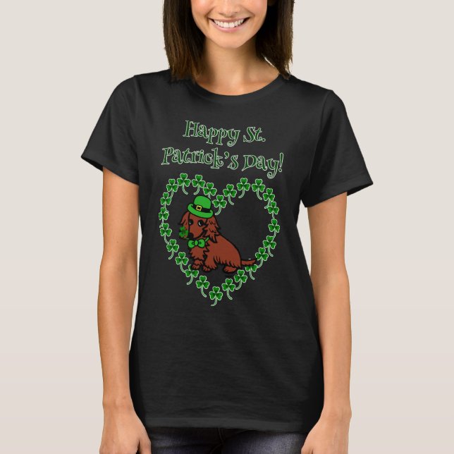 St Patrick S Day Red Long Dachshund T-Shirt (Front)