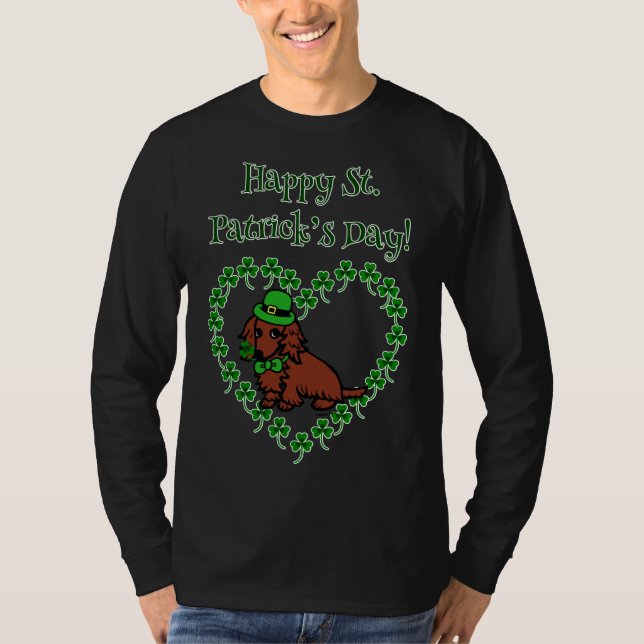 St Patrick S Day Red Long Dachshund T-Shirt (Front)