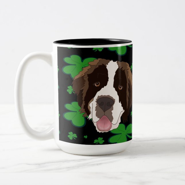 St. Patrick’s Day Saint Bernard Two-Tone Coffee Mug (Left)