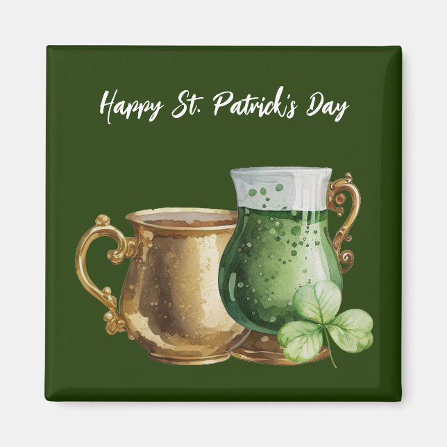 St. Patrick’s Day Shamrock Clover and Pot   Magnet (Front)