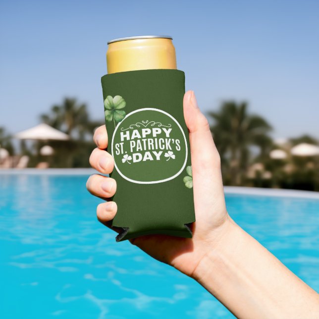 St. Patrick’s Day Shamrock Clover Green    Seltzer Can Cooler (In Situ Pool)