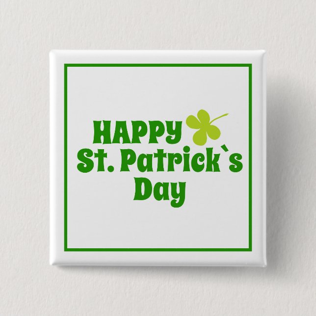 St Patrick`s day Shamrock Green 15 Cm Square Badge (Front)