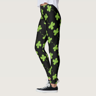 St Patrick`s Day Shamrock Green Pattern Leggings