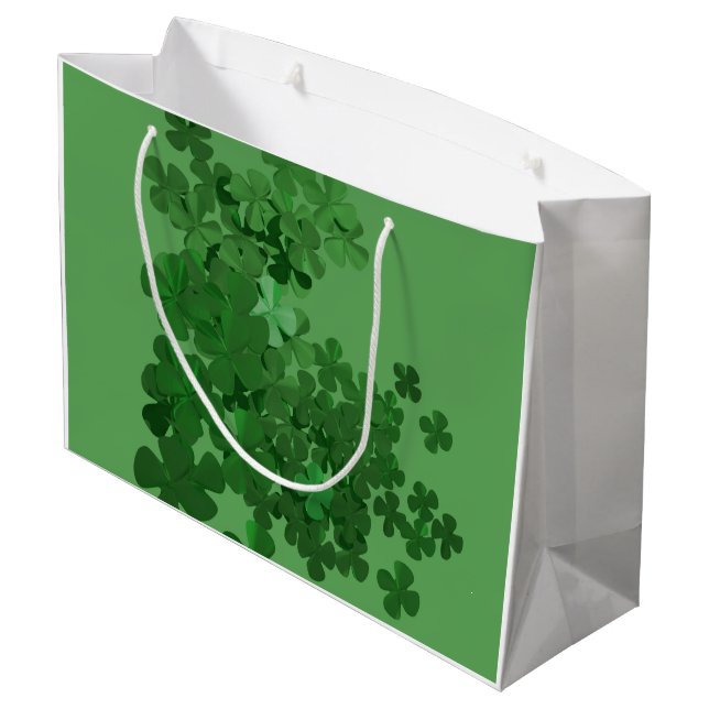 St. Patrick’s Day Shamrock Large Gift Bag (Back Angled)