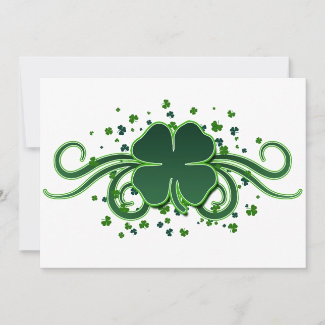 St. Patrick’s Day Shamrock Swirls Invitation (Front)