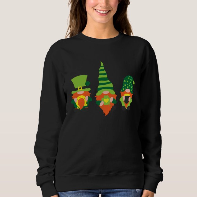 St Patrick s Day Shamrock Three Gnomes Irish C Sweatshirt (Front)