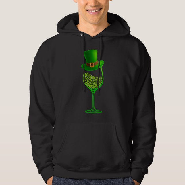 St Patrick S Day Shamrock Wine Glass Costume Men W Hoodie (Front)