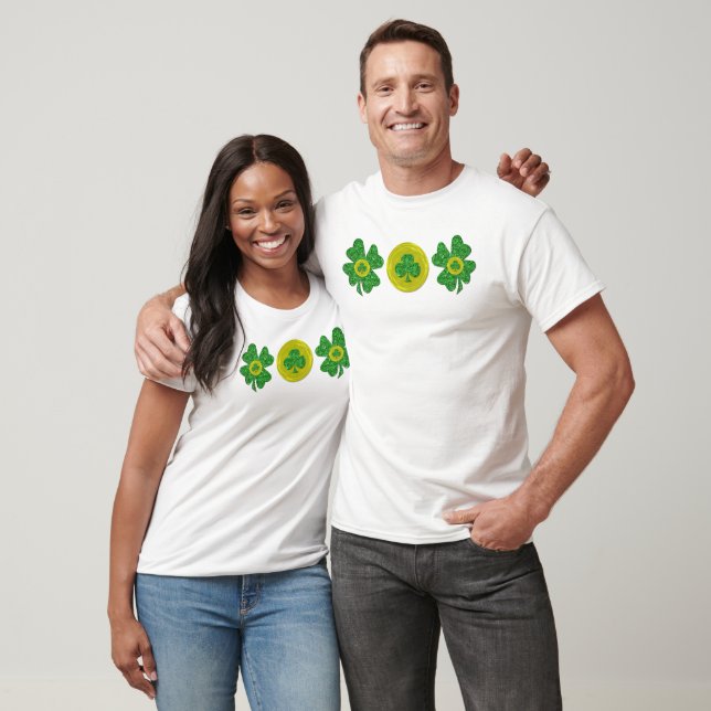 St Patrick’s Day Shamrocks and Gold Coin  T-Shirt (Unisex)