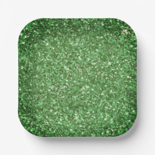 St. Patrick’s day sparkle glitter green pattern Paper Plate