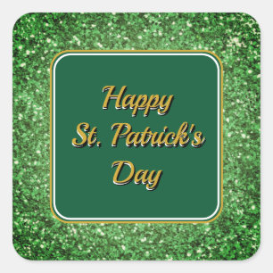St. Patrick’s day sparkle glitter green pattern Square Sticker