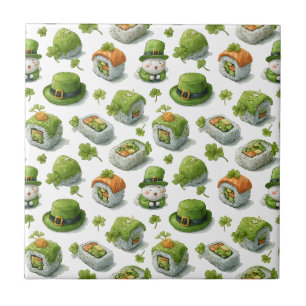 St. Patrick’s Day Sushi Rolls & Shamrock Ceramic Tile