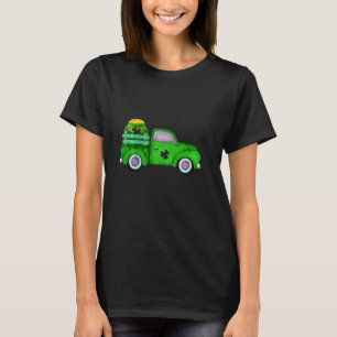 St. Patrick S Day Vintage Green Truck Gold Shamroc T-Shirt