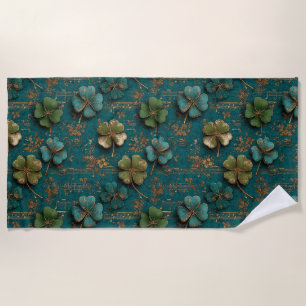 St. Patrick’s Day Vintage Shamrock Music Beach Towel
