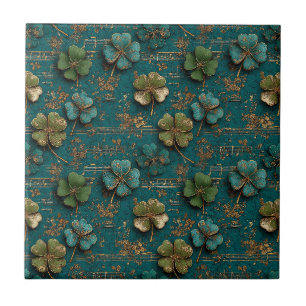 St. Patrick’s Day Vintage Shamrock Music Ceramic Tile