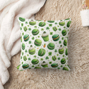 St. Patrick’s Day Watercolor Macaron & Shamrock Cushion